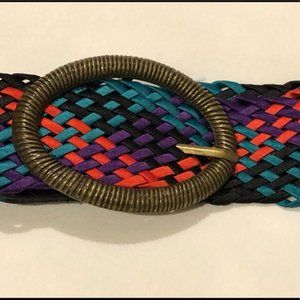 Multicolor braided fabric belt